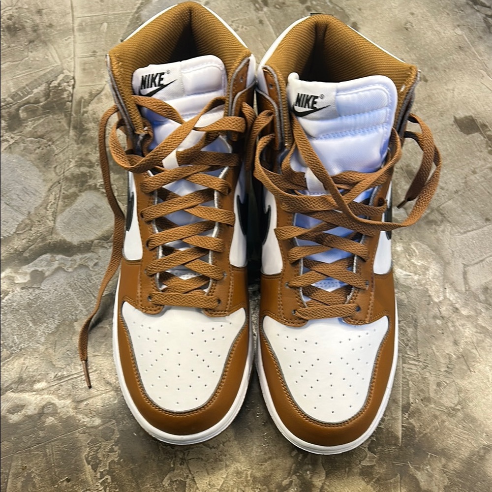 Nike Men's Brown and White High-Top Sneakers